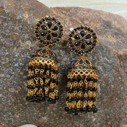 Crunchy Fashion Black Contemporary Jhumkas Earrings-image-23
