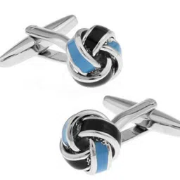 the tie hub Solid Blue 100% Silk Necktie with Pocket Square and Cufflink Gift Set For Men image 4