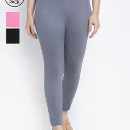 Jinfo Women Pack of 3 Solid Ankle-Length Leggings-picture-29
