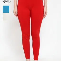 Jinfo Women Pack Of 3 Solid Super Combod Cotton Lycra Ankle-Length Leggings-image-23