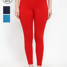 Jinfo Women Pack Of 3 Solid Super Combod Cotton Lycra Ankle-Length Leggings-image-24
