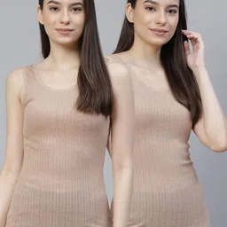 Marks & Spencer Women Pack of 2 Nude Solid Thermal Tops-picture-10