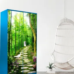 WALLWEAR Green & Brown Jungle Way-printed Self-Adhesive Wardrobe Sticker-image-21