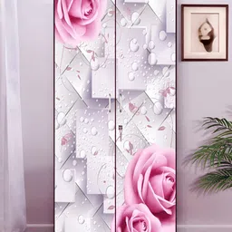 WALLWEAR White & Pink Floral printed Self Adhesive Wardrobe Wallpaper-picture-19