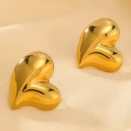 SHARLEEZ Stainless Steel Gold-Plated Heart Shaped Studs-picture-27