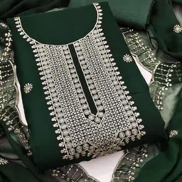 HERE&NOW Embroidered Silk Georgette Unstitched Dress Material image 3