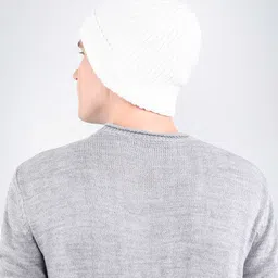 Bharatasya Men Solid Cotton Knitted Ribbed Beanie image 2