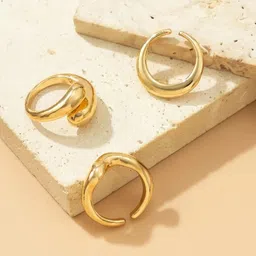 Shining Diva Fashion Set of 3 Gold-Plated Finger Ring image 2