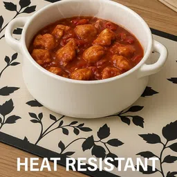 YELONA 2Pcs Beige & Black Patterned Waterproof Heat-Resistant Anti-Slip Table Placemats image 2