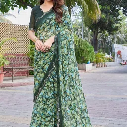 all about you Floral Sequinned Pure Georgette Designer Saree-picture-18