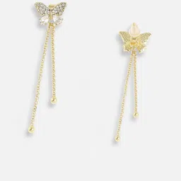 styledose Sterling Silver Artificial Stones Studded Butterfly Quirky Drop Earrings image 2