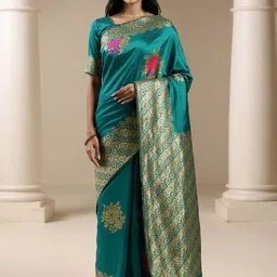 Anouk Rustic Ethnic Motifs Woven Design Zari Banarasi Saree-image-32