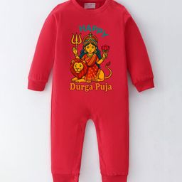 BLUSHES Infants Durga Puja Printed Pure Cotton Romper-picture-15
