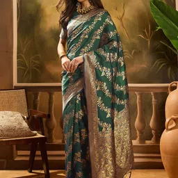 SAINOOR Ethnic Motifs Zari Banarasi Saree image 4