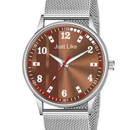 JUST LIKE Men Dial & Stainless Steel Straps Analogue Watch 1003 brown slim sefar steel-picture-15