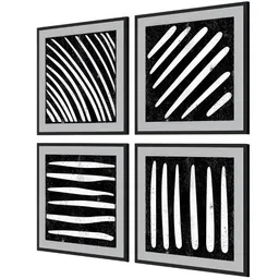 999Store Black & White 4 Piece Canvas Abstract Wall Paintings image 3