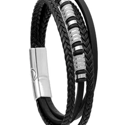 UNIVERSITY TRENDZ Men Leather Clasp Buckle Multistrand Bracelet image 2