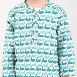 Polka Tots Boys Quirky Printed Round Neck Pure Cotton Kurta With Pyjamas image 2