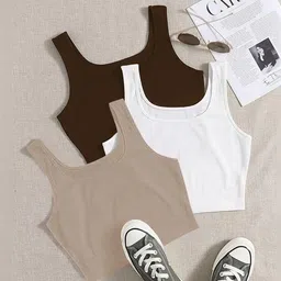 KERI PERRY Pack of 3 Square Neck Tank Crop Top-picture-24