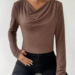 LULU & SKY Solid Cowl Neck Long Sleeves Top-picture-30