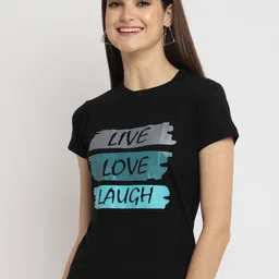 Dreambe Women Pack Of 3 Typography Printed Round Neck Cotton T-shirts image 3