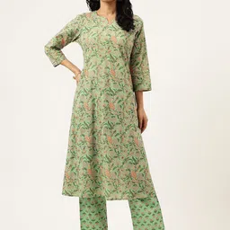 SPARSA Women Ethnic Motifs Printed Regular Pure Cotton Kurta with Palazzos-picture-38