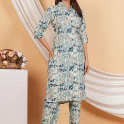 KALPARUN Women Floral Printed Regular Kurta with Trousers image 3