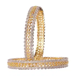 Shiv Jewels Set Of 2 Gold Plated Cubic Zirconia Studded Bangles-image-47