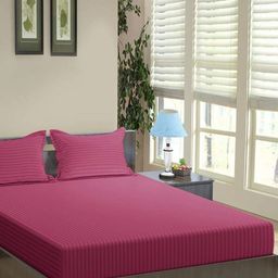 Trance Home Linen Pink Striped Pure Cotton 200 TC Queen Bedsheet Set -1.98m x 1.52m-picture-28