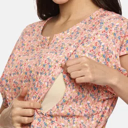 Nejo Women Floral Print Flared Sleeve Maternity Fit and Flare Dress image 3