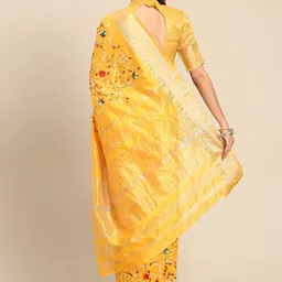 DIVASTRI Floral Embroidered Silk Cotton Designer Banarasi Saree image 4