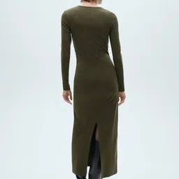 MANGO Back Slit Ribbed Sheath Midi Dress image 4