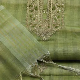 Meena Bazaar Embroidered Organza Unstitched Dress Material image 4