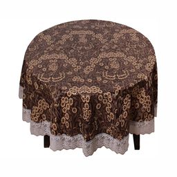 Stylista Brown & Beige Printed Waterproof Round 4-Seater Table Cover-picture-26