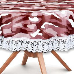 Stylista Brown & White Geometric Waterproof Round 6-Seater Table Cover-picture-18
