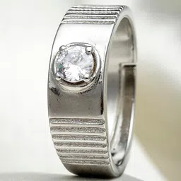 KARATCART Men Silver-Plated & Toned Solitaire Studded Adjustable Finger Ring-picture-36
