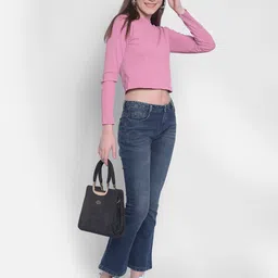 Crimsoune Club Women Bootcut Low Distress Light Fade Stretchable Jeans-picture-30