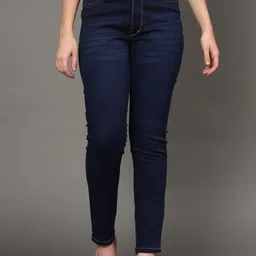 BAESD Women Skinny Fit Mid-Rise Light Fade Clean Look Stretchable Cotton Jeans image 1