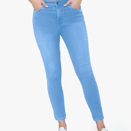 FCK-3 Women Turquoise Blue Jean High-Rise Light Fade Stretchable Jeans-picture-41
