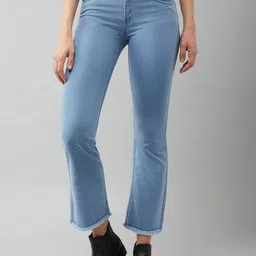 Miss Chase Women Blue Bootcut High-Rise Clean Look Stretchable Jeans-image-61