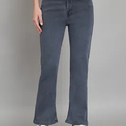 BAESD Women Jean Bootcut Mid-Rise Dark Shade Clean Look Cotton Jeans-picture-23