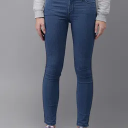 Campus Sutra Women Blue Smart Skinny Fit Low Distress Stretchable Jeans-image-2
