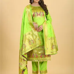 Royal Rajgharana Saree Ethnic Motifs Woven Design Zari Pure Silk Unstitched Dress Material-image-75