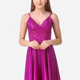 Romaisa Magenta Solid Satin Baby Doll-picture-12