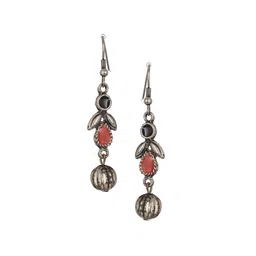 Sangria Oxidised Silver-Plated Stone-Studded & Beaded Jewellery Set image 4