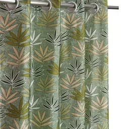 GEET CREATIONS Softy-Lotus Green & White 2 Pieces Printed Room Darkening Window Curtains image 4