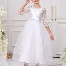 StyleCast x Revolte Girls Floral Cold-Shoulder Satin Fit & Flare Midi Dress-image-14