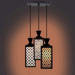 Gojeeva Black & White Textured Wooden Rectangle Shaped Ceiling Lamp-picture-13