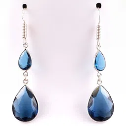 AAR Jewels Rhodium-Plated Brass Topaz Drop Earrings-image-64