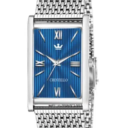 CRESTELLO Men Blue Brass Dial & Silver Toned Stainless Steel Bracelet Style Straps Analogue Watch CR-WT026-BLU-CH-picture-31
